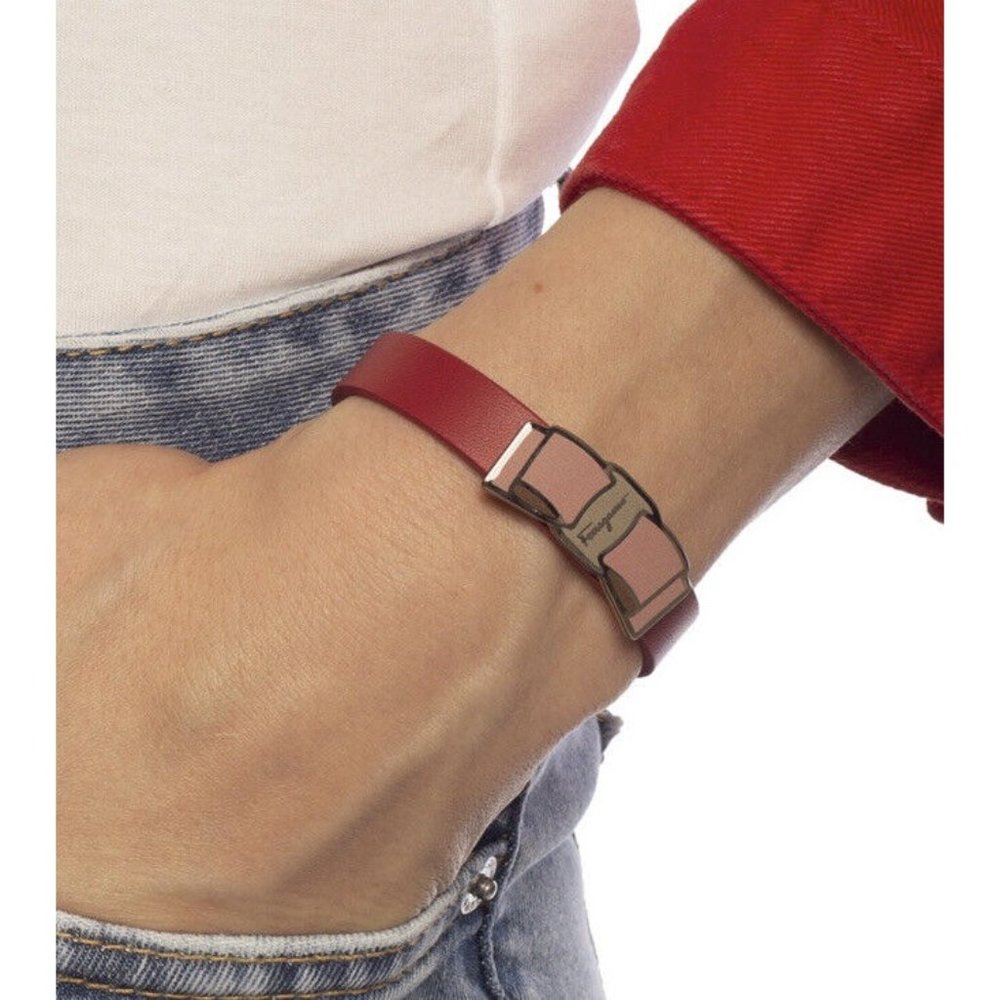 Ferragamo Red Leather  FERRAGAMO BRACELET WITH LOGO New In Box - Picture 4 of 12